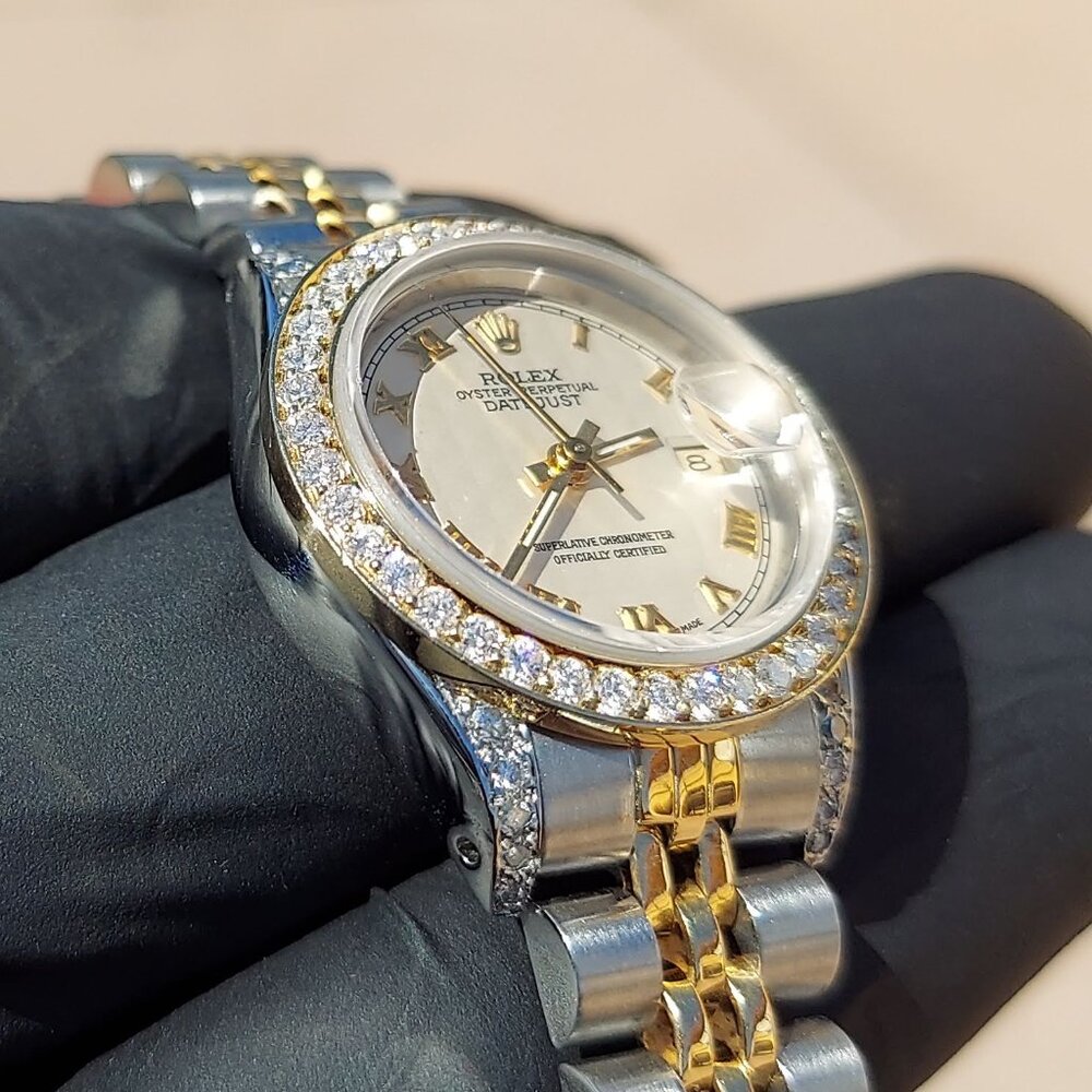 Rolex ladies 26mm Datejust 69173 pyramid roman Diamond two-tone - Picture 6 of 8